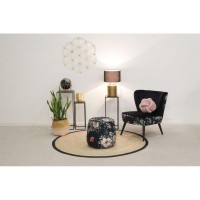 Fleuri Print Velvet Poef, Ottomaanse voetsteun Poef, Kantoorzaal Woonkamer