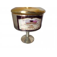 Cakes on foot in antique metal bonbonnière Vintage patinic display stand