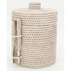 Seau à glace en rotin blanc avec pince