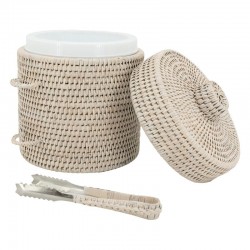Balde de gelo de Rattan branco com clip