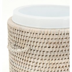 Seau à glace en rotin blanc avec pince