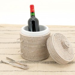 Weißer Rattan-Eis-Eimer mit Clip
