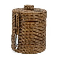 Antyczne rattan lodowe wiadro z zaciskiem