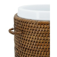 Seau à glace en rotin antique avec pince