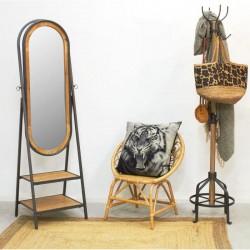 Porte-manteaux sur pieds en métal et bois, 4 crochets