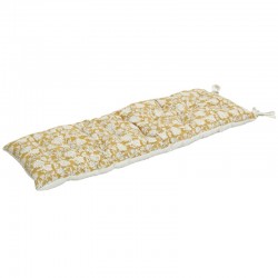 Grand coussin en coton imprimé fleur jaune pour banc et banquette 120 x 40 x 4 cm