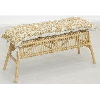 Grand coussin en coton imprimé fleur jaune pour banc et banquette 120 x 40 x 4 cm