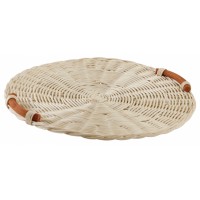 Presentation Tray Round Rattan Rotten White Ø 38 cm