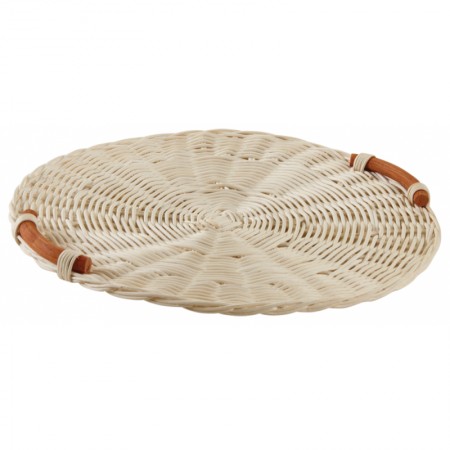Presentation Tray Round Rattan Rotten White Ø 38 cm