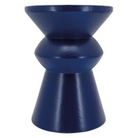 Paulownia wooden paul stool tinted blue: seated sculpted design & sofa end of solid wood side table