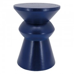 Tabouret pion en bois de paulownia teinté bleu