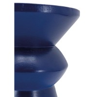 Tabouret pion en bois de paulownia teinté bleu