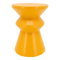 Tabouret pion en bois de paulownia teinté jaune