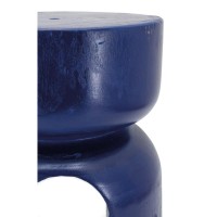 Tabouret Molaire Bois de Paulownia Bleu : Bout de Canapé Design Sculpté & Table d'Appoint Originale Élégante
