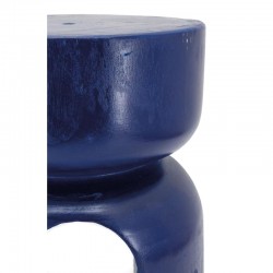 Tabouret molaire en bois de paulownia teinté bleu