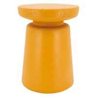 Tabouret Bouchon Bois de Paulownia Teinté Orange : Table d'Appoint Design Forme Bouchon de Liège Assise Originale