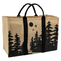 Giauta Borsa in Juta Forest Forest Forest Pattern: Base in legno massello con maniglie per camino e stufa a legna