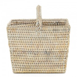 Cart Range Cutlery Rattan White 3 Compartments with Handles