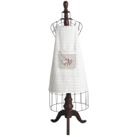 Tablier de cuisine adulte blanc et gris poche brodé motif poules