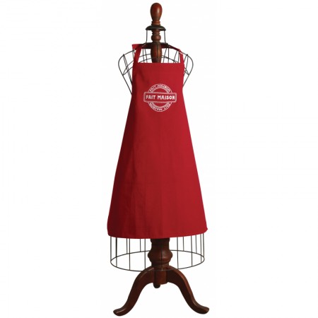 Tablier de cuisine adulte rouge motif "Fait maison"