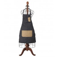 Tablier de cuisine adulte grande poche noir beige