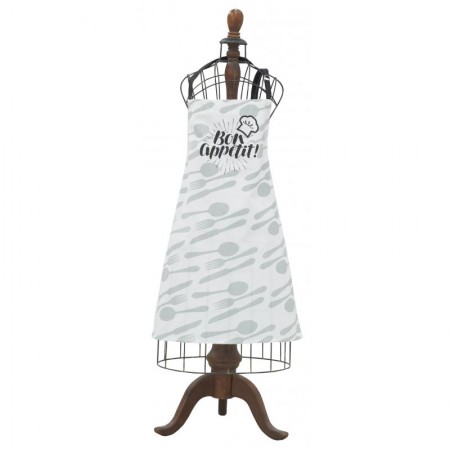 Tablier de cuisine adulte blanc motif "Bon appétit"