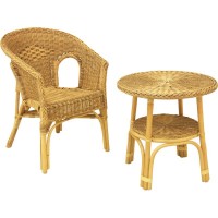 Table ronde en moelle de rotin Ø 57 h 57 cm