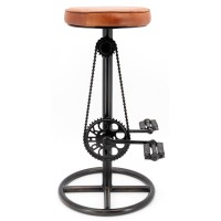 Sgabello da bar in bicicletta in pelle e metallo