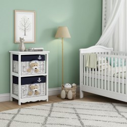 Dresser Wooden Children's Room and Wicker 2 Drawers Cubson