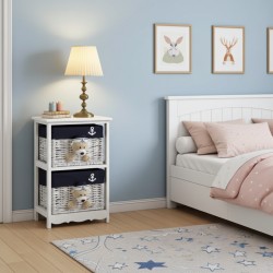 Kommode Holz Kinderzimmer und Wicker 2 Schubladen Cubson