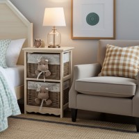 Dresser Wooden Children's Room and Wicker 2 Drawers Hippopotamus