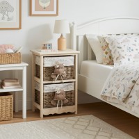 Dresser Wooden Children's Room and Wicker 2 Drawers Hippopotamus