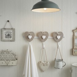 Crochet porte-torchons cuisine en bois coeur, 3 crochets salle de bain porte serviettes