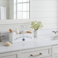 Basket Basket Deposito Bagno in legno marino in legno "Le inondazioni blu", al mare, mare deco, bianco blu