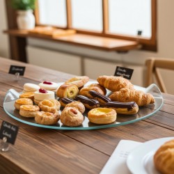 Vassoio per service in vetro rotondo, antipasti, pasticcini, torte