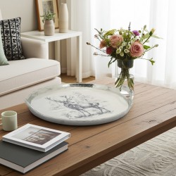 Bandeja decorativa ovalada 2 asas en resina ciervo deco