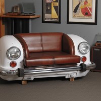 Sofa 2 places white car grille