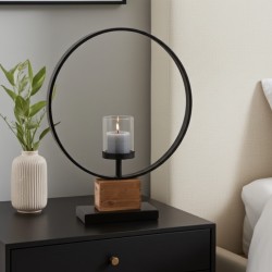 Grote ronde houten en metalen fotofolie