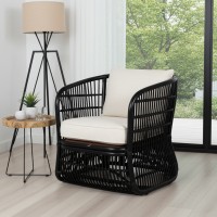 Black rattan armchair with outdoor indoor cushion