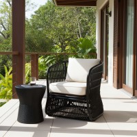 Fauteuil en rotin noir avec coussin intérieur extérieur