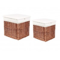 Wicker- und Spitzenspeicher-Puff-Kofferraum (2er-Set), Wohnzimmer, Schlafzimmer