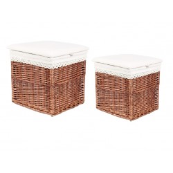 Wicker og Lace Storage Pouf Trunk (sett med 2), stue, soverom
