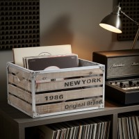 Houten opbergdoos en metaal "New York"