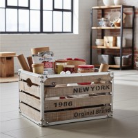 Holzaufbewahrungskasten und Metall "New York"