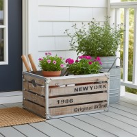 Holzaufbewahrungskasten und Metall "New York"