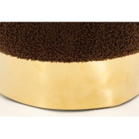 Round pouf in brown clasp and gold metal