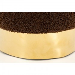 Round pouf in brown clasp and gold metal