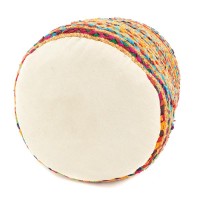 Rundet puff af bomuld og farverig jute ø 40 h 40 cm