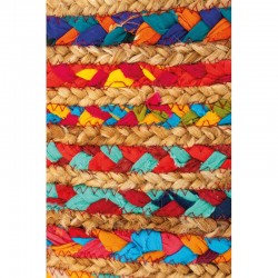 Algodão redondo e juta multicolorido ø 40 h 40 cm