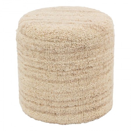 Round box pouf in wool buckle ø 40 h 45 cm
